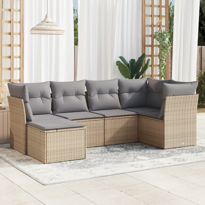 Set Divano da Giardino 6 pz con Cuscini Beige in Polyrattancod mxl 111279