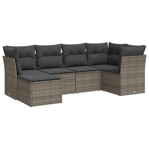 Set Divano da Giardino 6 pz con Cuscini Grigio in Polyrattan 3249789