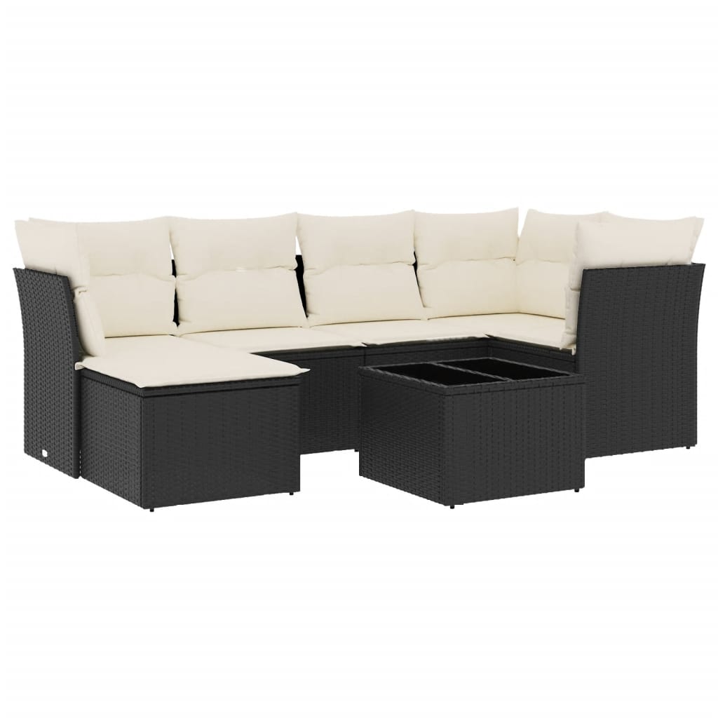 Set Divani da Giardino con Cuscini 7pz Nero Polyrattan 3249795