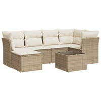 Set Divani da Giardino 7 pz con Cuscini Beige in Polyrattancod mxl 114009