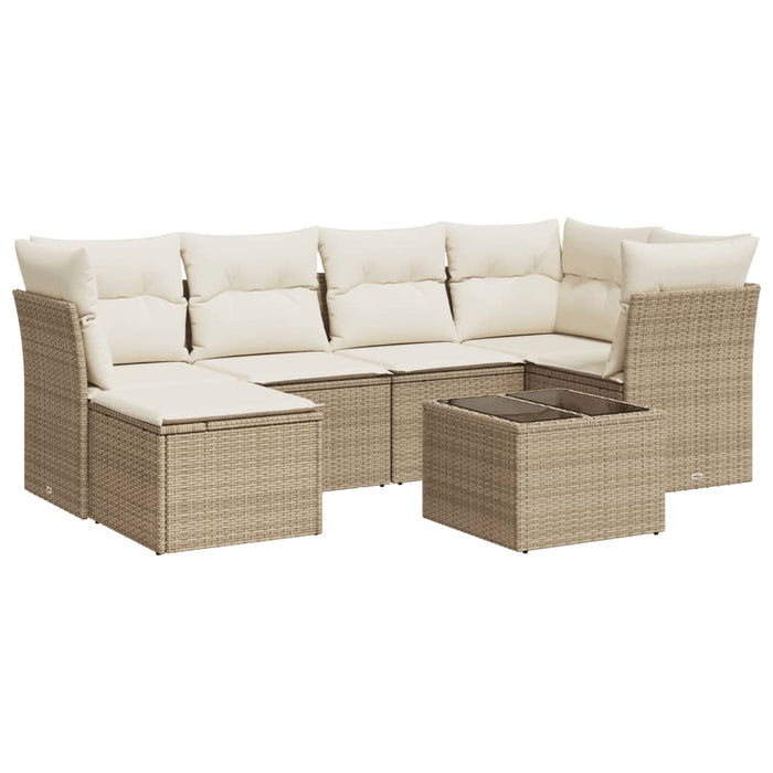 Set Divani da Giardino 7 pz con Cuscini Beige in Polyrattancod mxl 114009