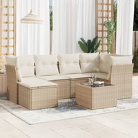 Set Divani da Giardino 7 pz con Cuscini Beige in Polyrattancod mxl 114009