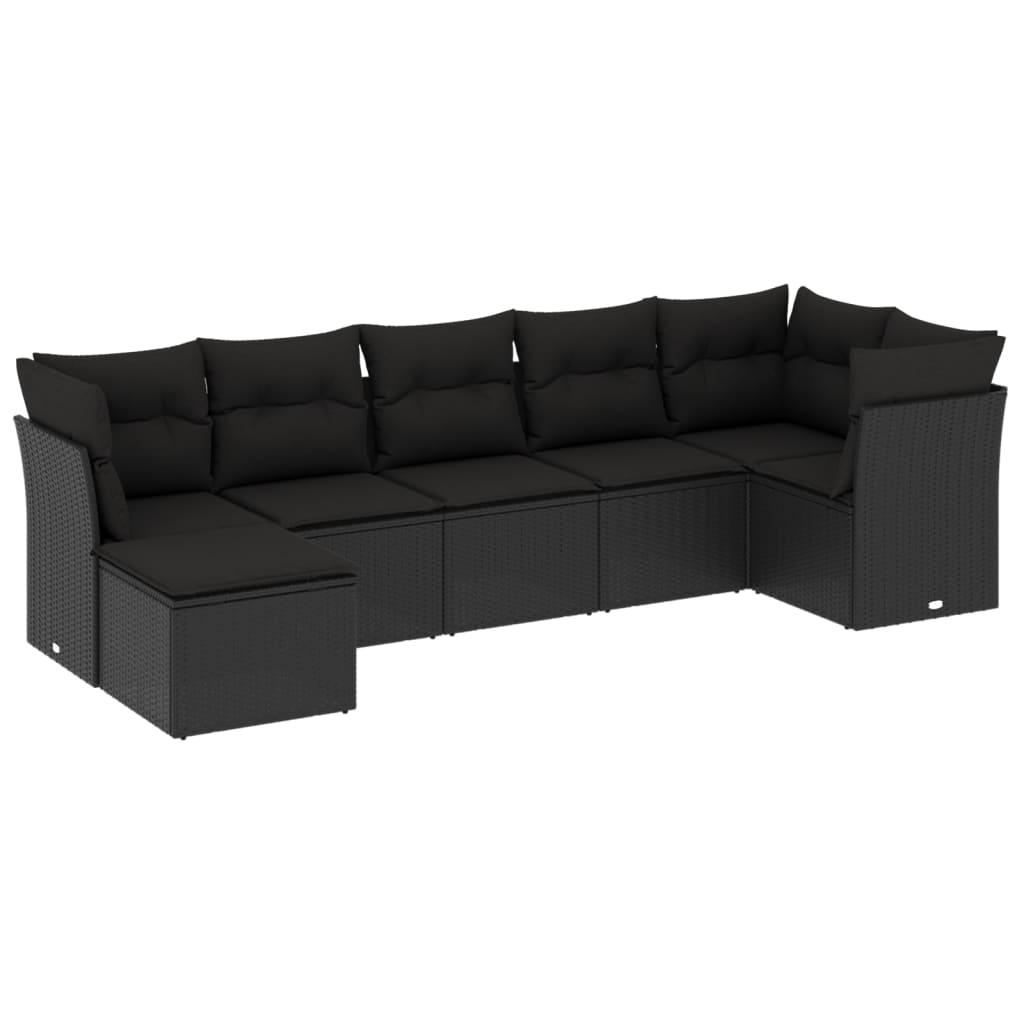 Set Divani da Giardino con Cuscini 7pz Nero Polyrattancod mxl 90611