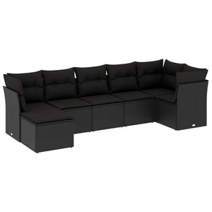 Set Divani da Giardino con Cuscini 7pz Nero Polyrattancod mxl 90611