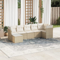 Set Divani da Giardino 7 pz con Cuscini Beige in Polyrattan 3249807