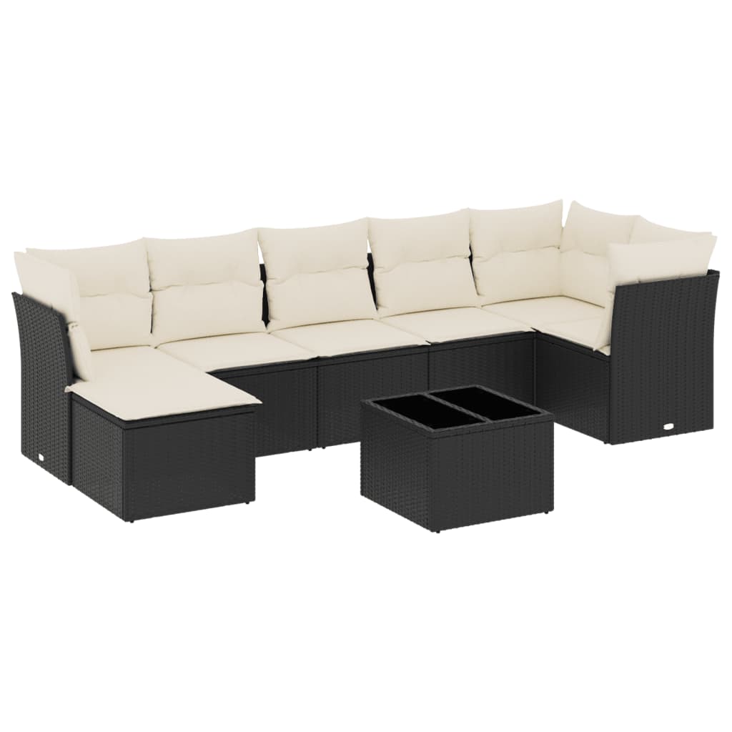 Set Divani da Giardino con Cuscini 8 pz Nero in Polyrattan 3249815