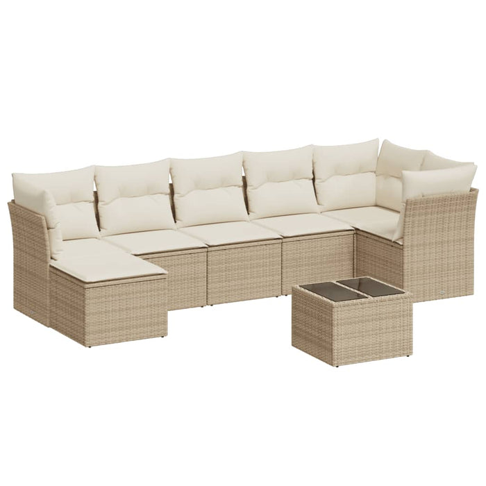 Set Divano da Giardino 8 pz con Cuscini Beige in Polyrattan 3249817