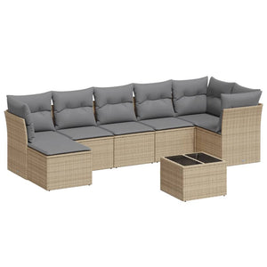 Set Divano da Giardino 8 pz con Cuscini Beige in Polyrattancod mxl 111280