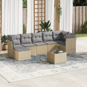 Set Divano da Giardino 8 pz con Cuscini Beige in Polyrattancod mxl 111280