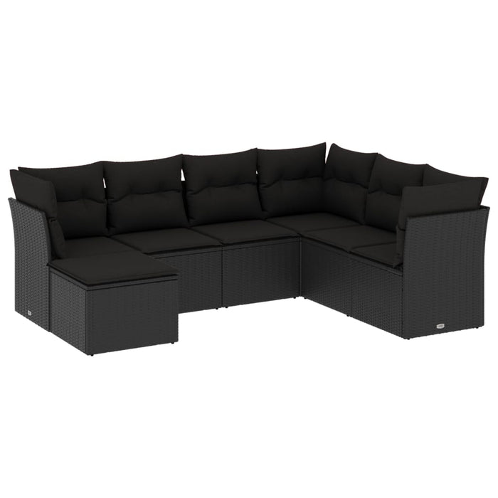 Set Divani da Giardino con Cuscini 7pz Nero Polyrattan 3249824