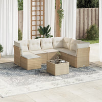 Set Divano da Giardino 8 pz con Cuscini Beige in Polyrattan 3249837