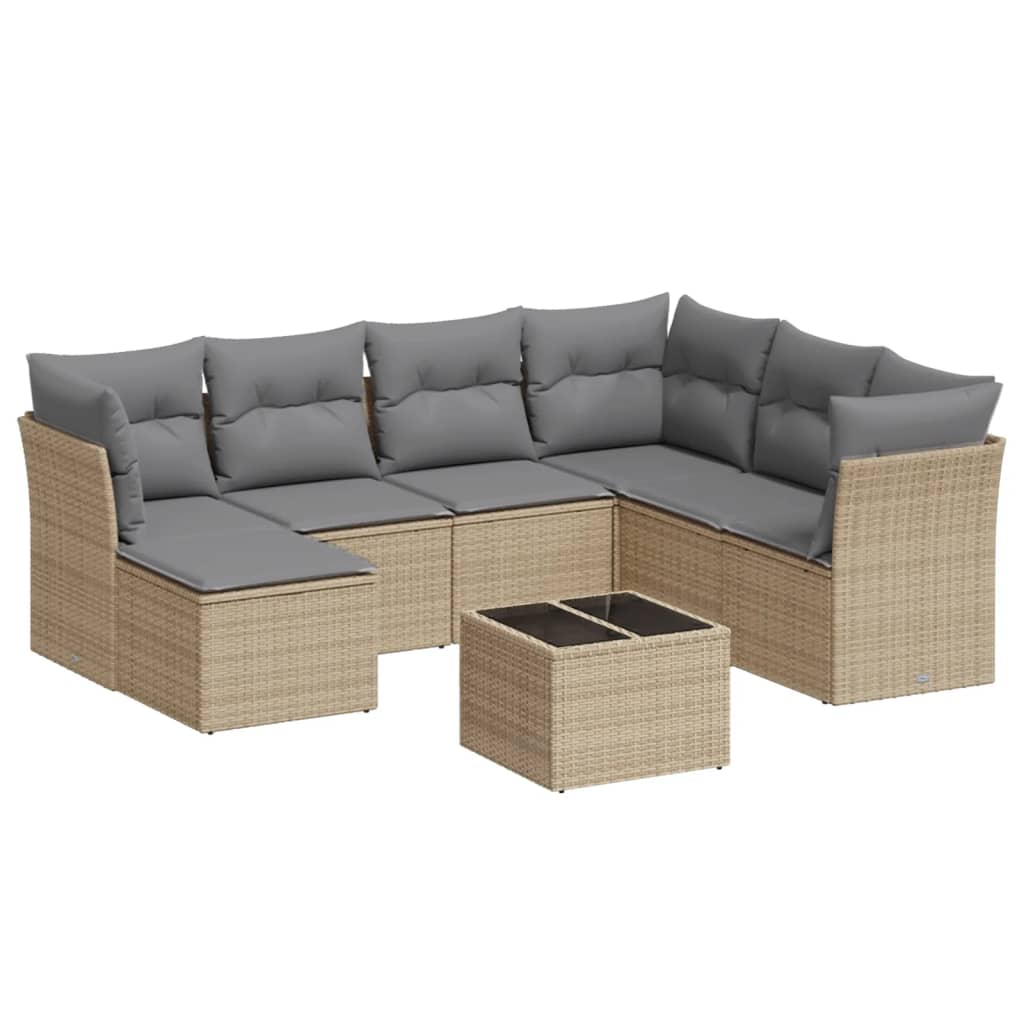 Set Divano da Giardino 8 pz con Cuscini Beige in Polyrattancod mxl 90618