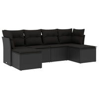 Set Divano da Giardino 6 pz con Cuscini Nero in Polyrattan 3249844