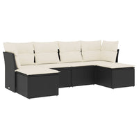 Set Divano da Giardino 6 pz con Cuscini Nero in Polyrattancod mxl 112343