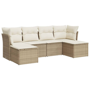 Set Divano da Giardino 6 pz con Cuscini Beige in Polyrattancod mxl 111281