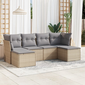 Set Divano da Giardino 6 pz con Cuscini Beige in Polyrattan 3249848