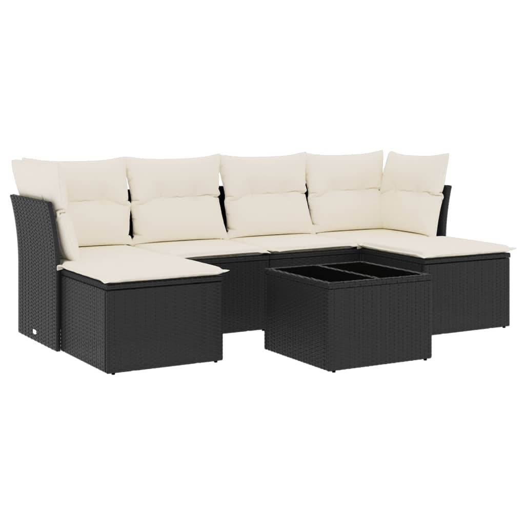 Set Divani da Giardino con Cuscini 7pz Nero Polyrattan 3249855