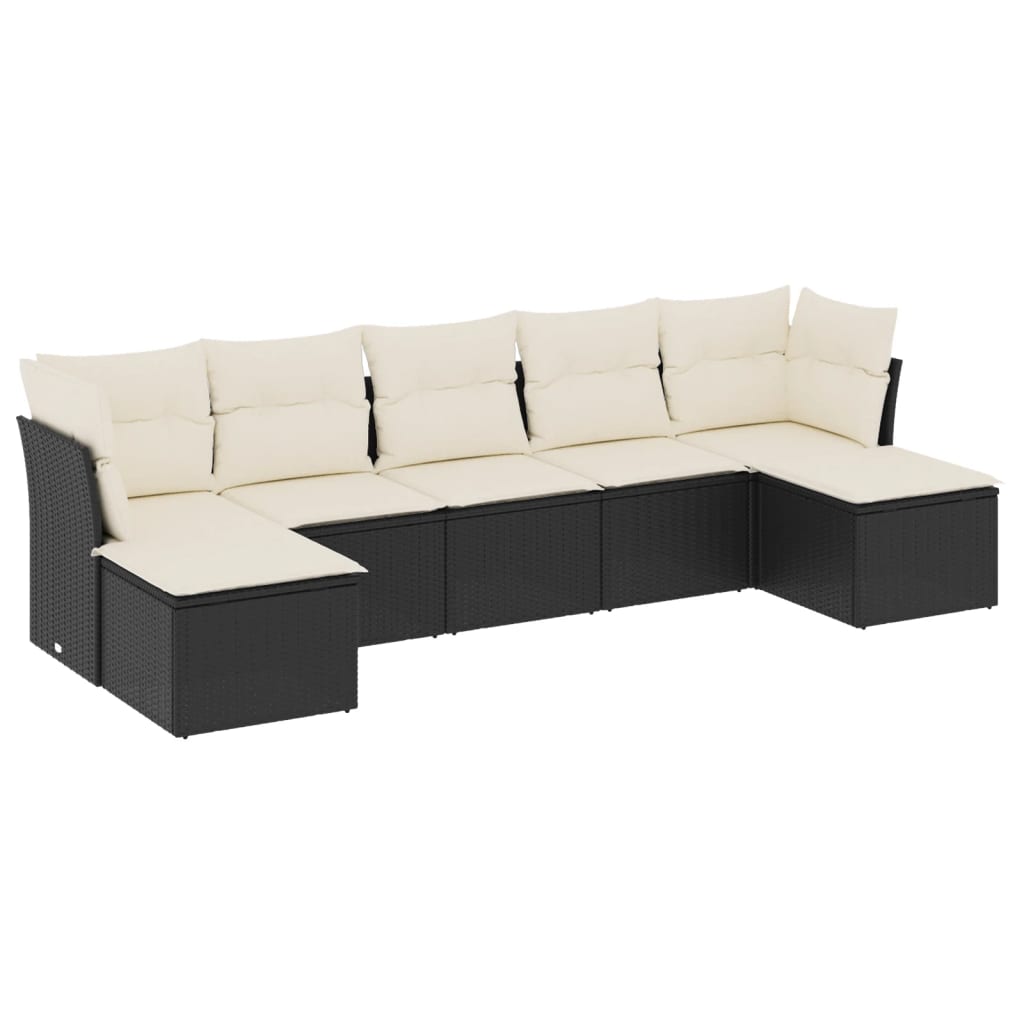 Set Divani da Giardino con Cuscini 7pz Nero Polyrattan 3249865