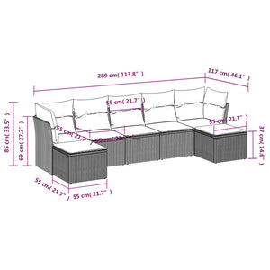 Set Divani da Giardino con Cuscini 7pz Nero Polyrattancod mxl 88612