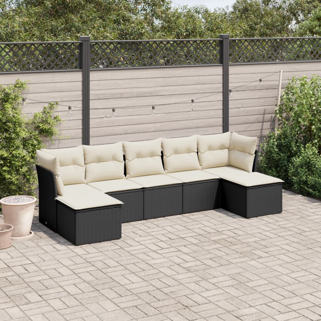 Set Divani da Giardino con Cuscini 7pz Nero Polyrattan 3249865