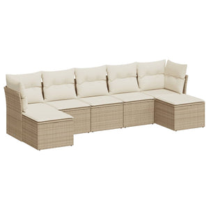 Set Divani da Giardino 7 pz con Cuscini Beige in Polyrattancod mxl 89987