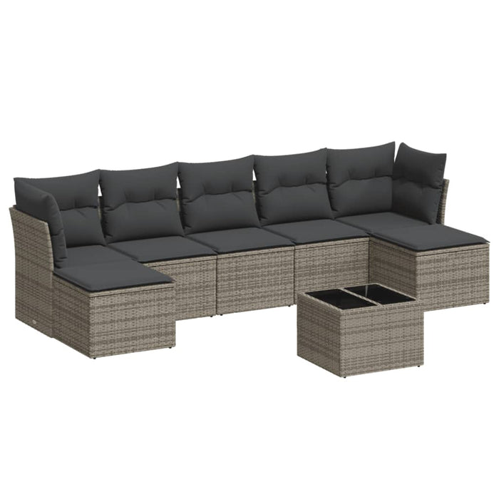 Set Divano da Giardino 8 pz con Cuscini Grigio in Polyrattan 3249879