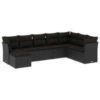 Set Divani da Giardino con Cuscini 8 pz Nero in Polyrattan 3249884