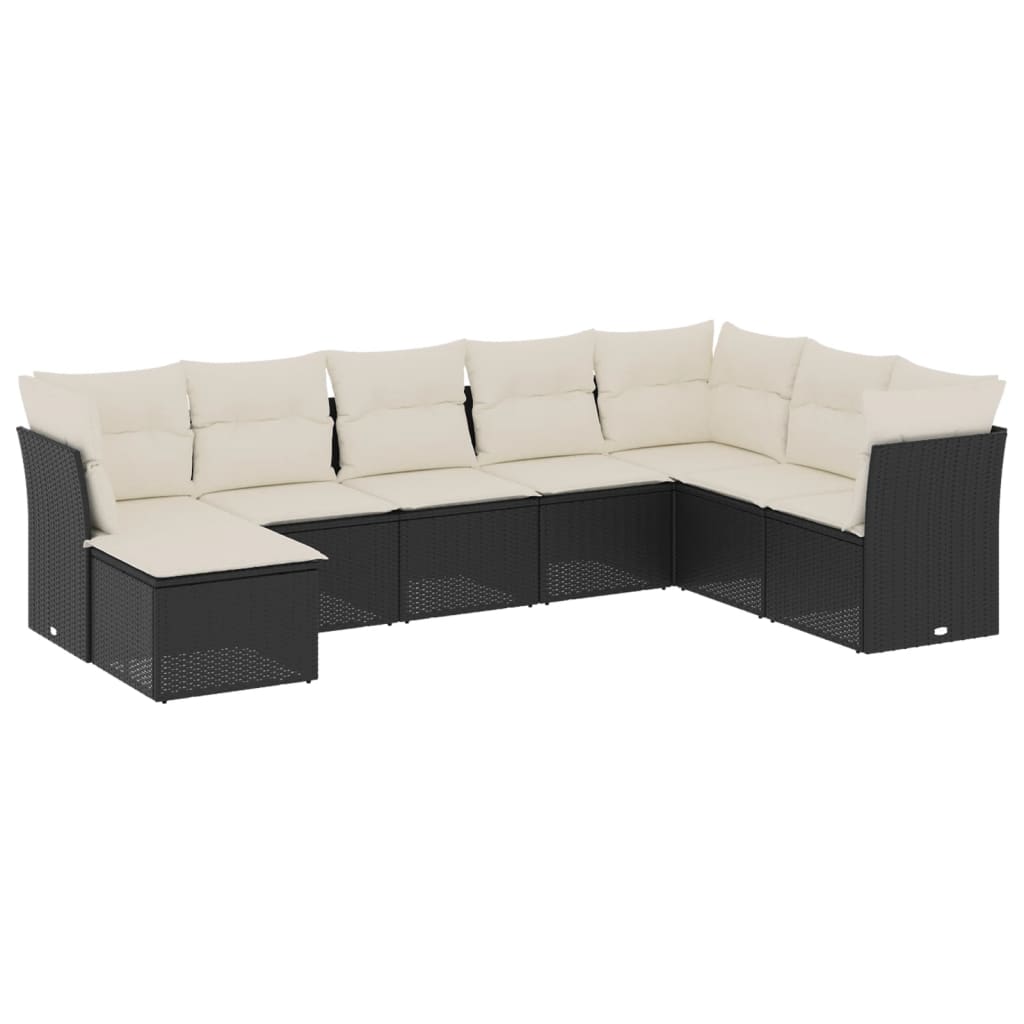 Set Divani da Giardino con Cuscini 8 pz Nero in Polyrattan 3249885