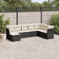 Set Divani da Giardino con Cuscini 8 pz Nero in Polyrattan 3249885