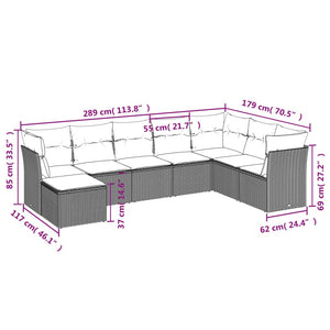 Set Divano da Giardino 8 pz con Cuscini Grigio in Polyrattan 3249889