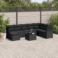 Set Divani da Giardino 9 pz con Cuscini Nero in Polyrattan 3249894