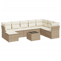 Set Divano da Giardino 9 pz con Cuscini Beige in Polyrattan 3249897