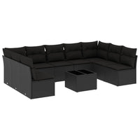 Set Divani da Giardino 10pz con Cuscini in Polyrattan Nero 3249914