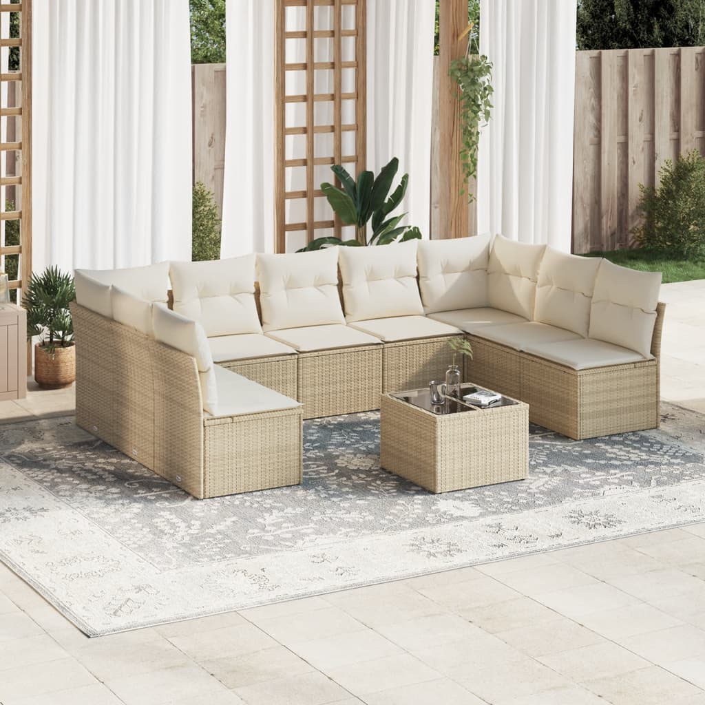 Set Divano da Giardino 10 pz con Cuscini Beige in Polyrattancod mxl 87305