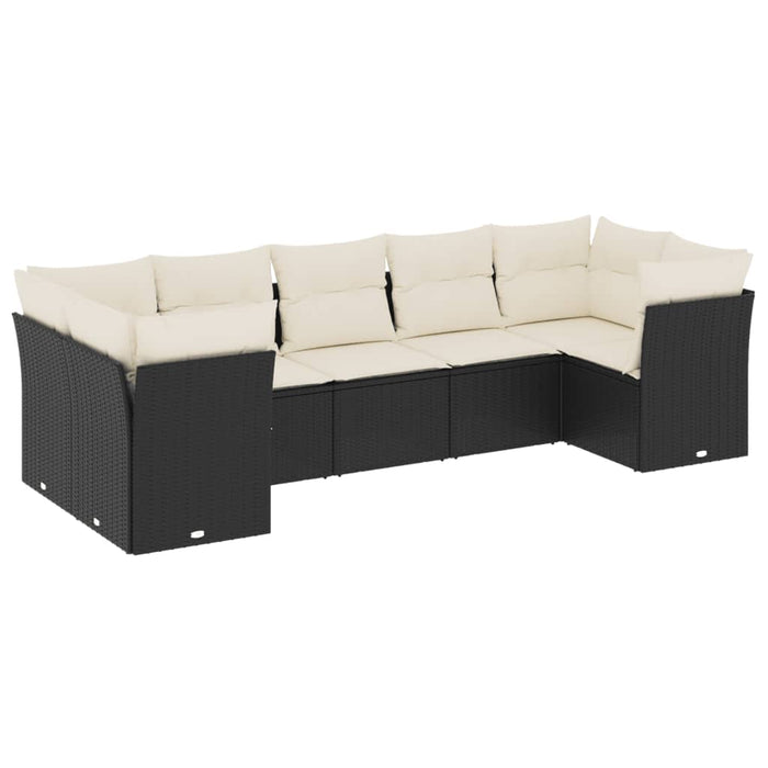 Set Divani da Giardino con Cuscini 7pz Nero Polyrattan 3249955