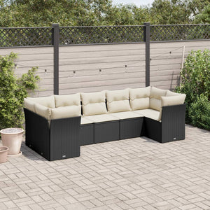 Set Divani da Giardino con Cuscini 7pz Nero Polyrattan 3249955