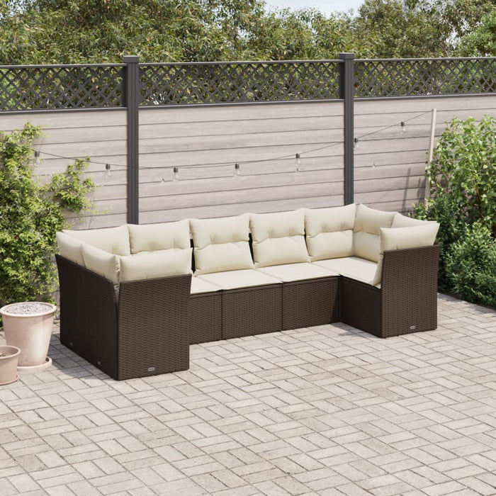 Set Divani da Giardino 7 pz con Cuscini Marrone in Polyrattancod mxl 89263