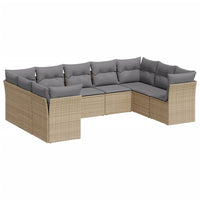 Set Divano da Giardino 9 pz con Cuscini Beige in Polyrattan 3249968