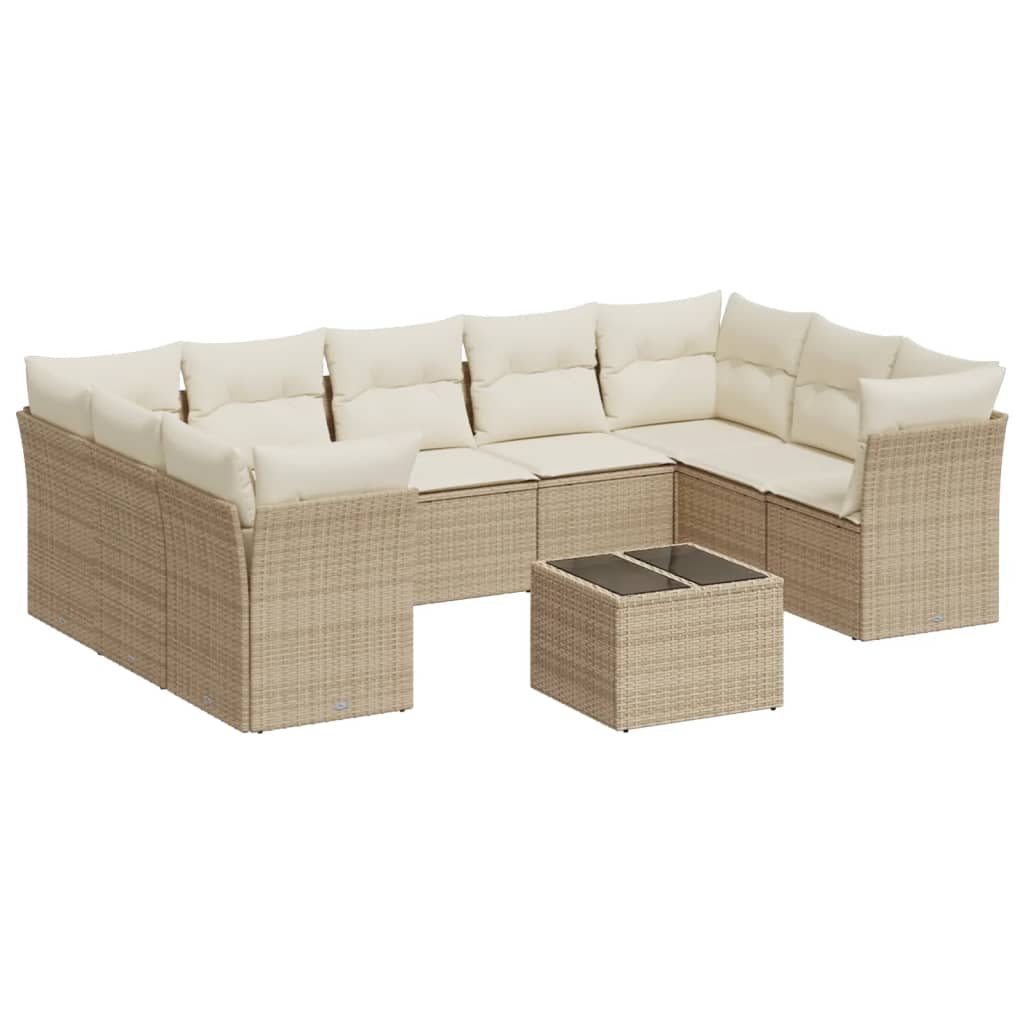 Set Divano da Giardino 10 pz con Cuscini Beige in Polyrattancod mxl 111318