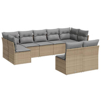 Set Divano da Giardino 9 pz con Cuscini Beige in Polyrattan 3249988