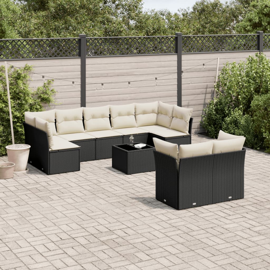 Set Divani da Giardino 10pz con Cuscini in Polyrattan Nerocod mxl 90287