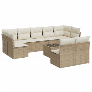 Set Divano da Giardino 10 pz con Cuscini Beige in Polyrattancod mxl 90563