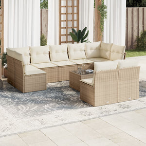 Set Divano da Giardino 10 pz con Cuscini Beige in Polyrattancod mxl 90563