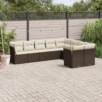 Set Divani da Giardino 9pz con Cuscini Marrone in Polyrattancod mxl 112345