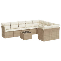 Set Divano da Giardino 10 pz con Cuscini Beige in Polyrattan 3250017