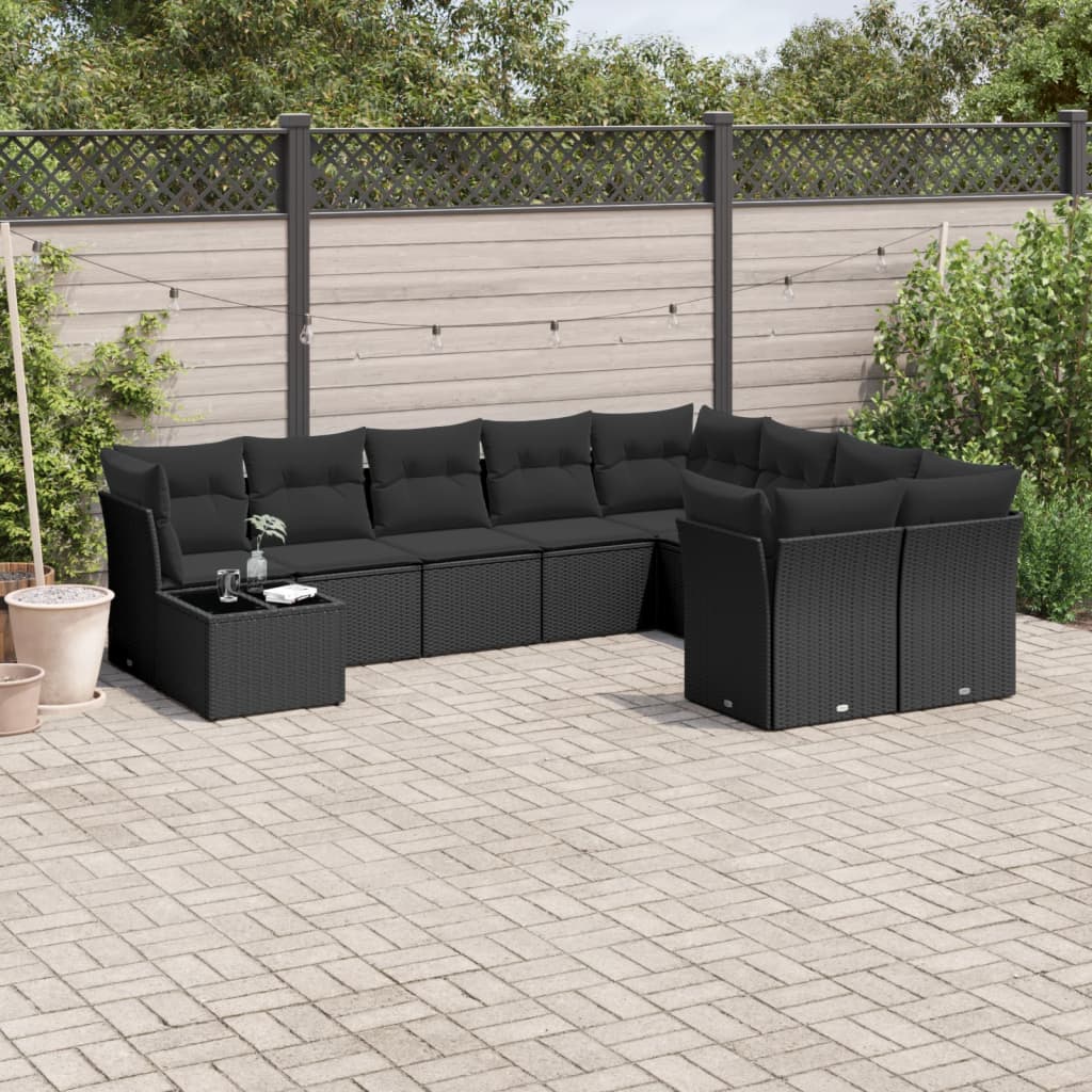 Set Divani da Giardino 10pz con Cuscini in Polyrattan Nerocod mxl 87366