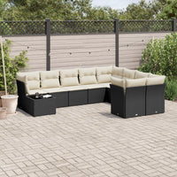 Set Divani da Giardino 10pz con Cuscini in Polyrattan Nero 3250025