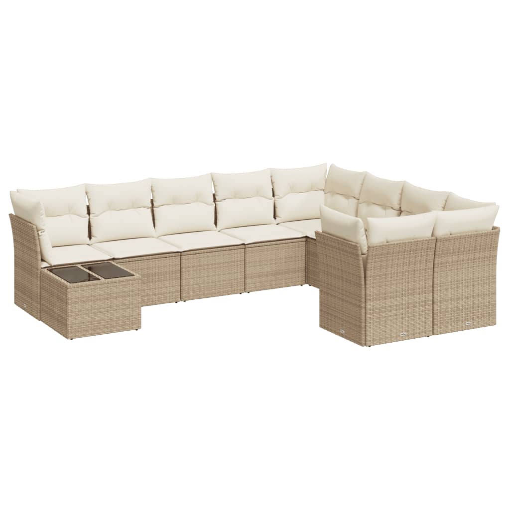 Set Divano da Giardino 10 pz con Cuscini Beige in Polyrattancod mxl 113985