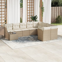 Set Divano da Giardino 10 pz con Cuscini Beige in Polyrattancod mxl 113985