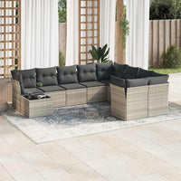 Set Divano Giardino 10 pz con Cuscini Grigio Chiaro Polyrattan 3250031